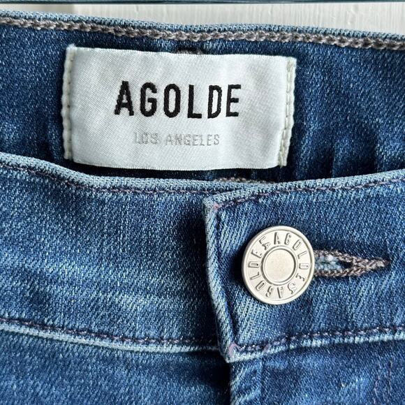 Agolde Sophie High Rise Raw Hem Crop Skinny Jean Dark Wash - Picture 5 of 10